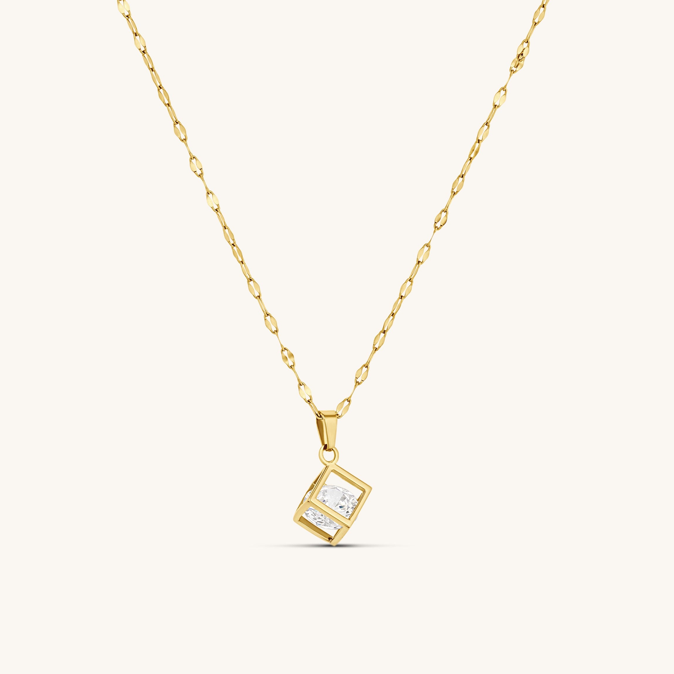 Box Pendant with Encapsulated 3ct Cubic Zirconia