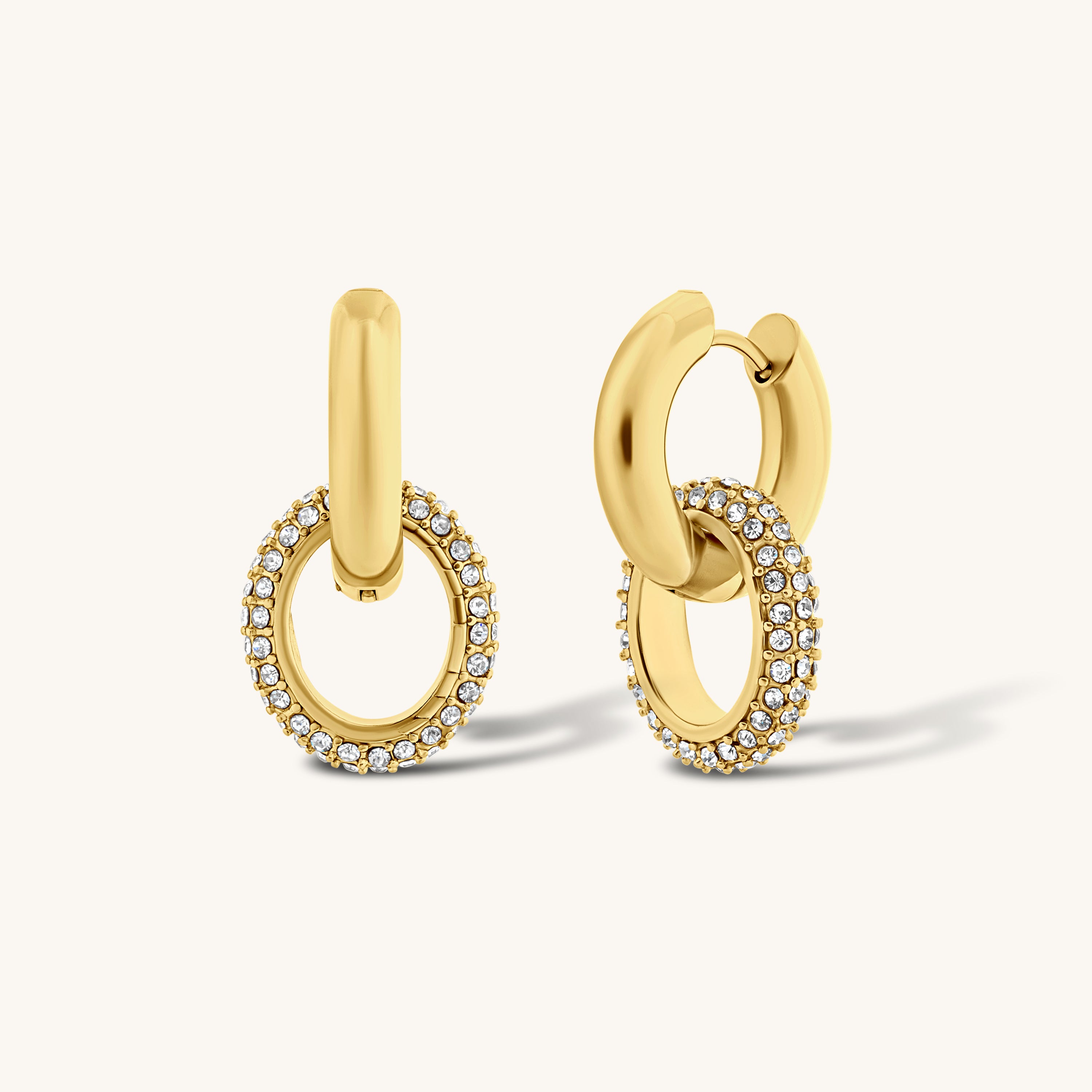Circle Rhinestone Drop Hoop Earrings