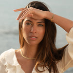 Flat Snake Blade Patterned Necklace on Model