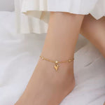 Heart Pendant Anklet with 3 Cubic Zirconia on Model
