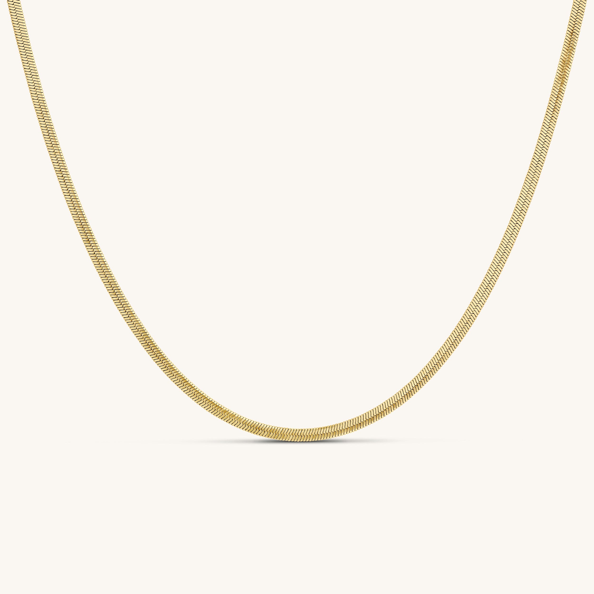 Herringbone Flat Snake Necklace Gold