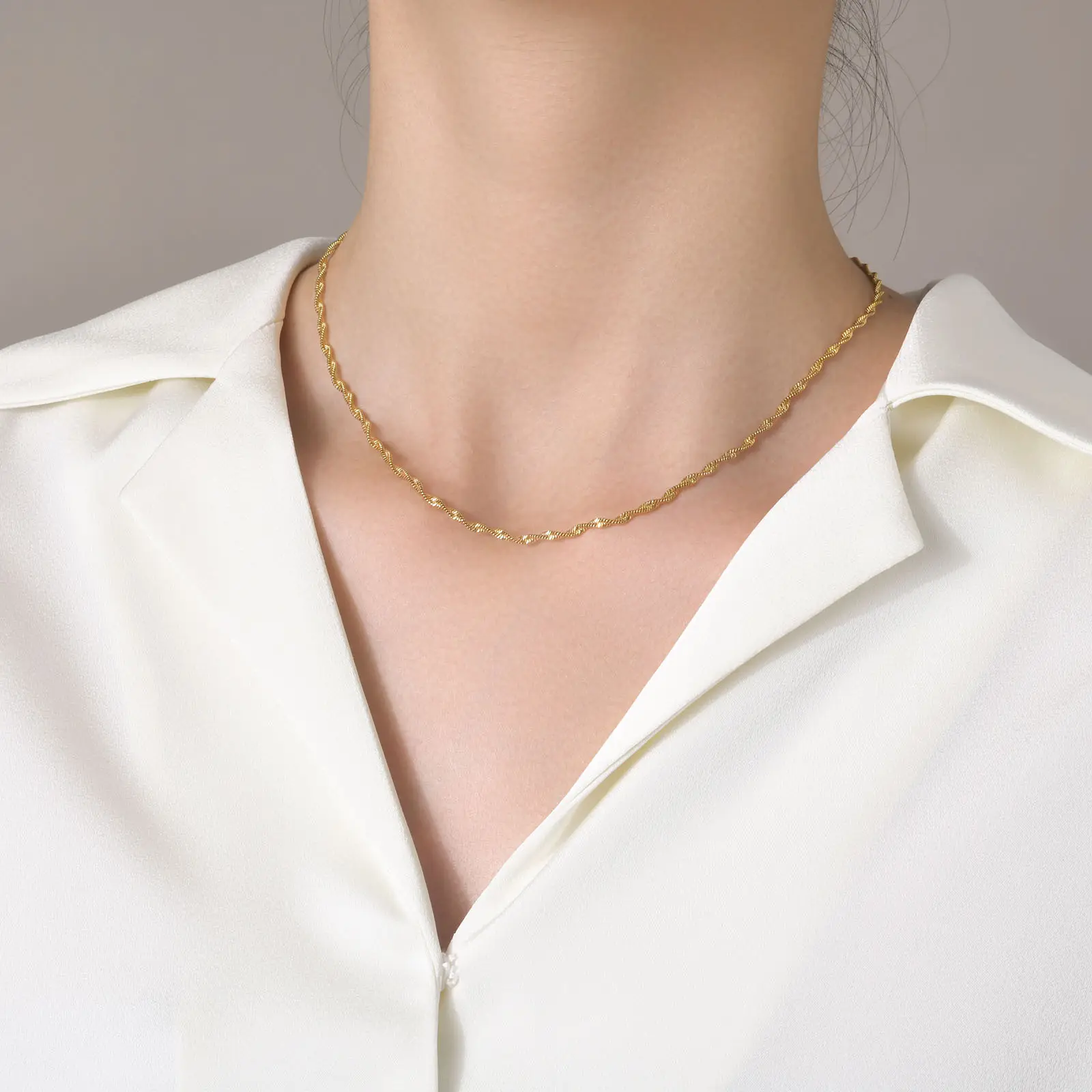 Snake Bone Necklace on Model