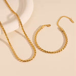 Snake Chain Necklace and Bracelet on Silk