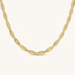 Twisted Double Layer Herringbone Snake Necklace