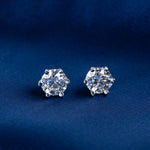 Vermail and Moissanite Round Cut Earrings on Silk