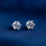 Vermail and Moissanite Round Cut Earrings on Silk